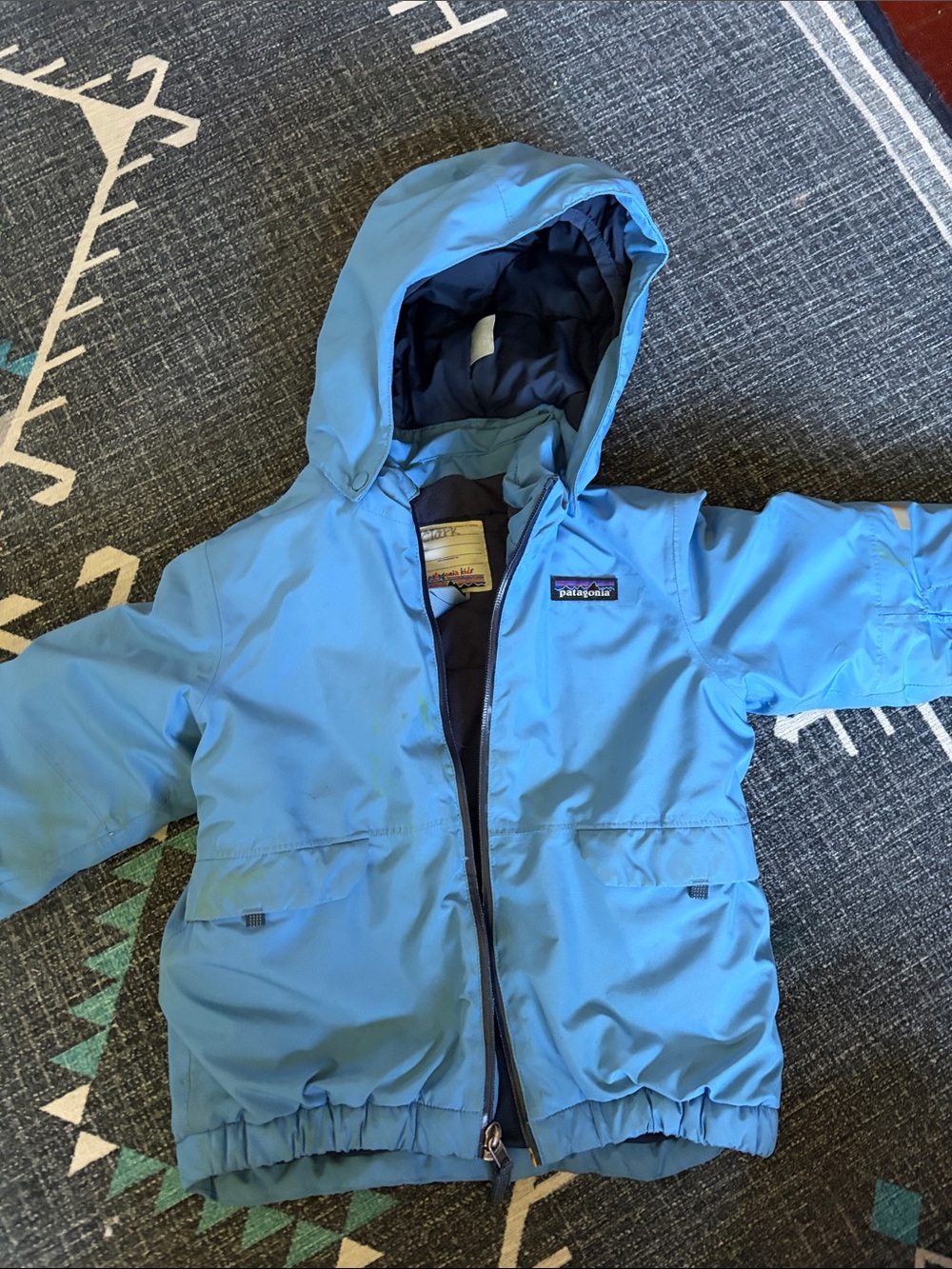 Patagonia Sky Blue Hooded Kids Puffer Jacket